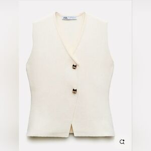 🔥💲⬇️Zara M Sleeveless 2 golden button Cream Knit Vest Size Medium